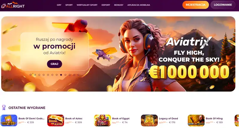 Mainpage of AllRight Online Casino