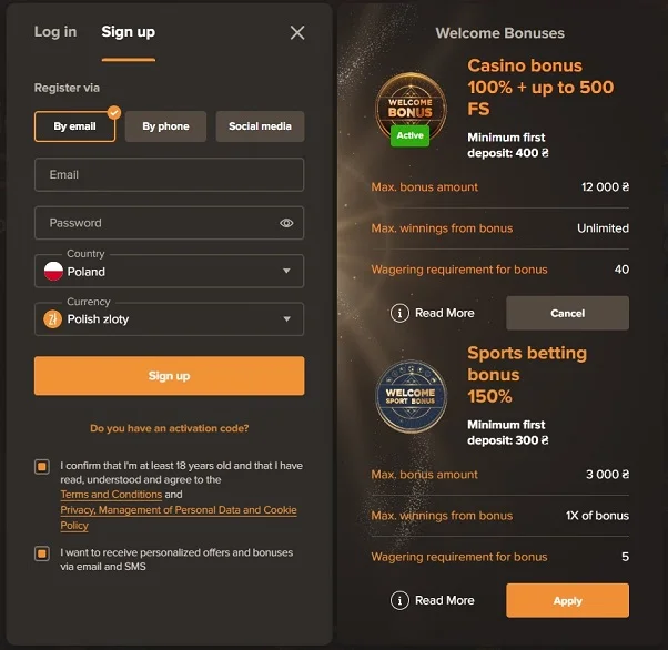 Rejestracja Sol casino